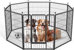 Healsmart Indoor Dog Playpen - Heavy Duty 8-Panel Puppy Pen 24 Height Black