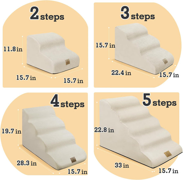 High Density Foam Dog Stairs with 3-Tier Slope Non-Slip Ramp for Sofa Bed with Free 3-Piece Lint Roller Set