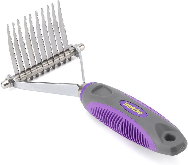 Hertzko Pet Undercoat Dematting Comb for Dogs Cats - Dematting Rake for Dogs Cats, Dog Rake Brush - Deshedding Tool Great for Cutting and Removing Dead, Matted or Knotted Hair, Shedding Combs