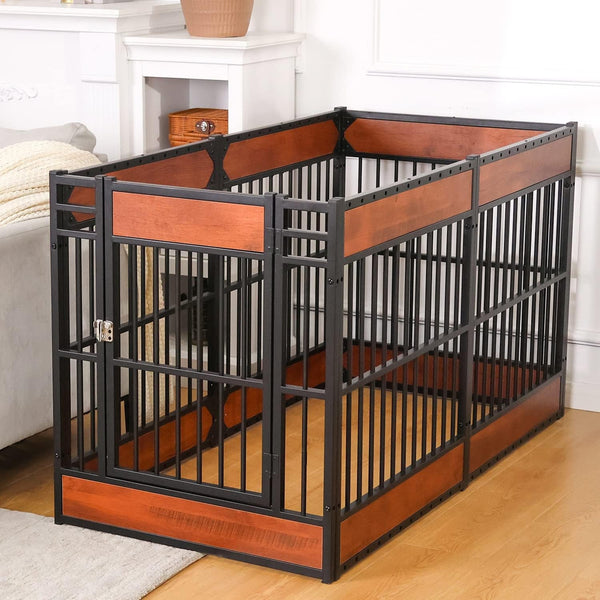 Heavy Duty Indoor Dog Playpen - Furniture Style Mahogany Puppy Pen 315