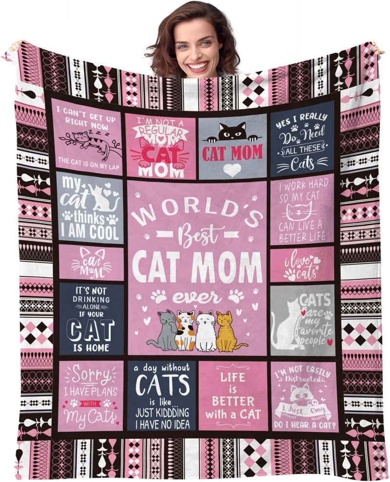 Worlds Best Dog Mom Blanket - 50x60 Fun Dog Lover Gift for Womens Birthday