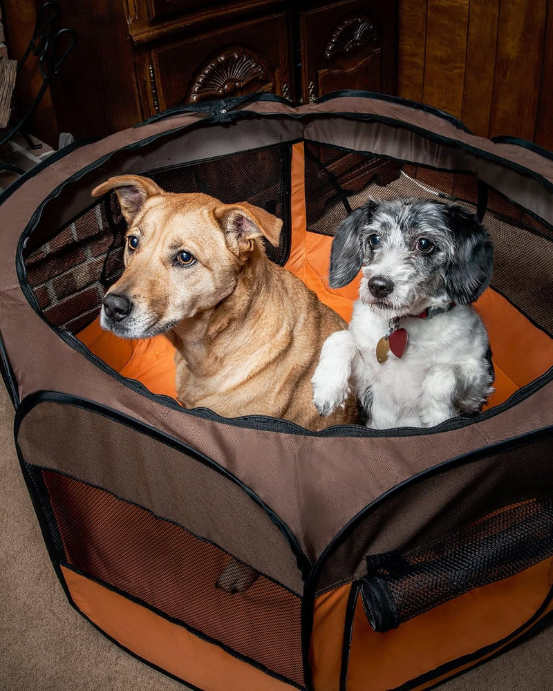 Lightweight Folding Pet Playpen with Mesh  Zippered Entrances - For Cats  Dogs Travel-Friendly