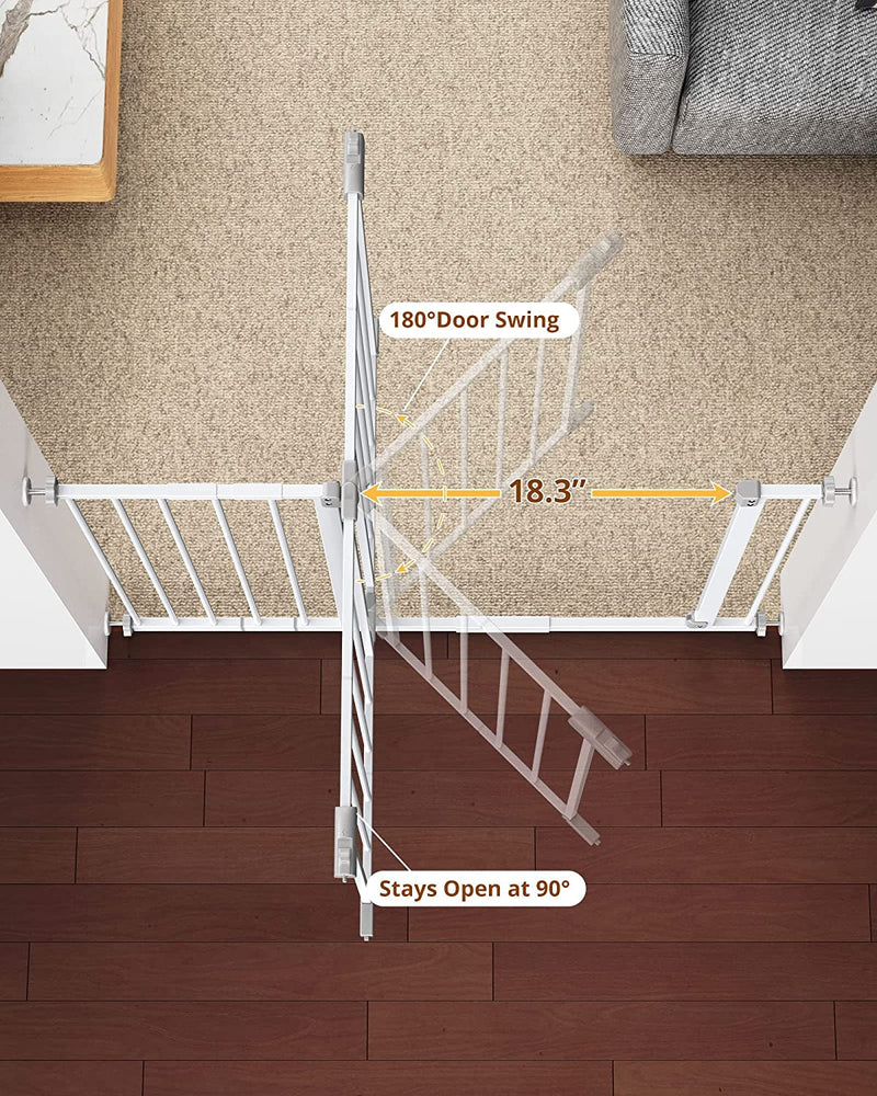 Innotruth Baby Gate for Stairs - Expandable Dual Lock Dog Gate for Doorways White