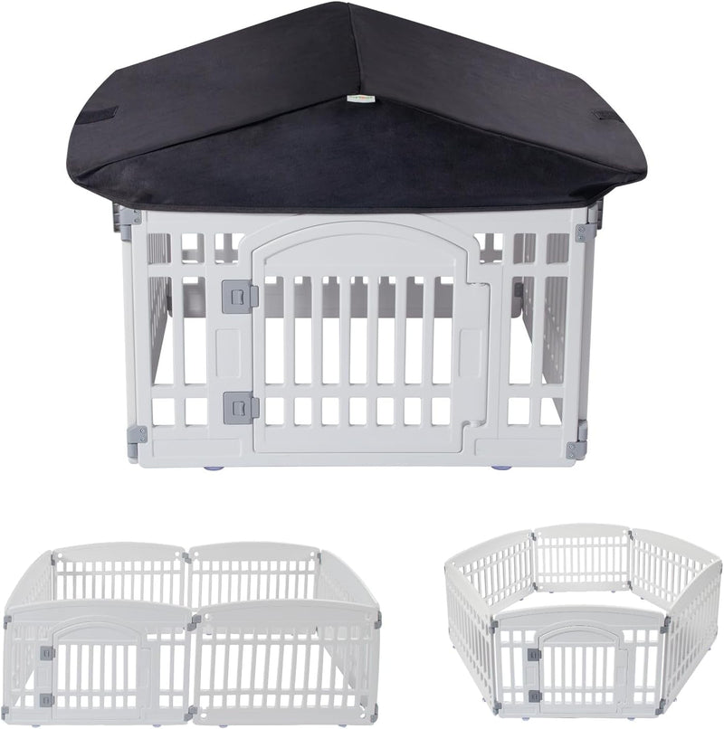 Pet Playpen for Dogs - IndoorOutdoor Heavy Duty Exercise Pen for Small Pets - Folding 6 Panel Fence White