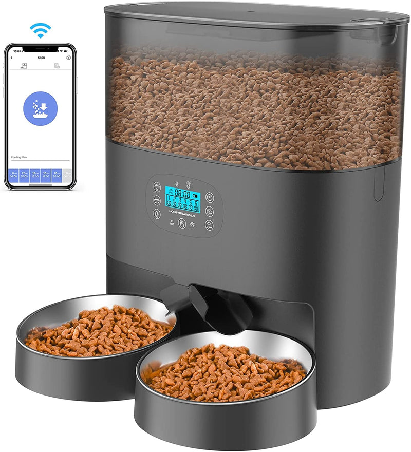 Honeyguaridan 6L Automatic Pet Feeder with Wifi and Stainless Steel Bowl