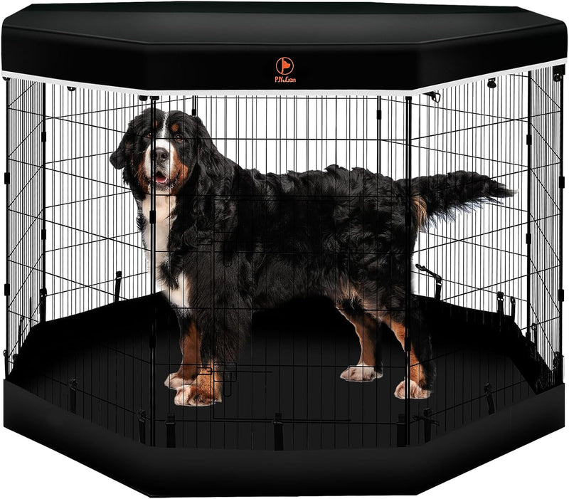 Metal Dog Playpen with Cover  Bottom Pad - 8 Panels 30H - SmallMedium Pets