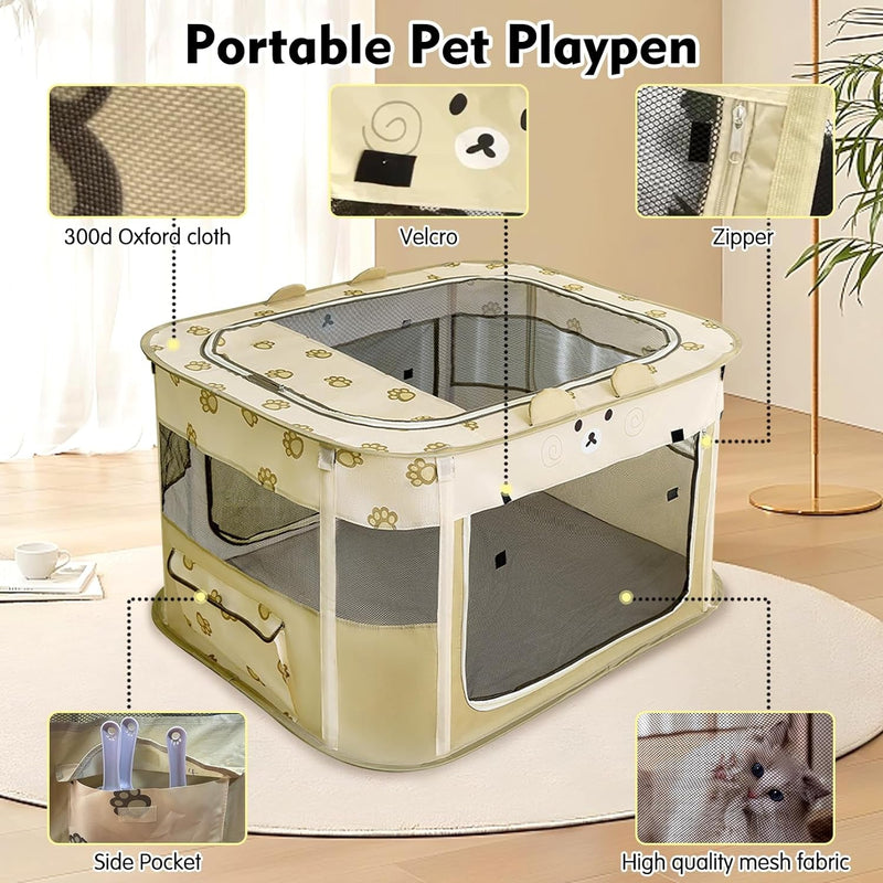 Portable Pet Playpen - Foldable  Durable for IndoorOutdoor Use