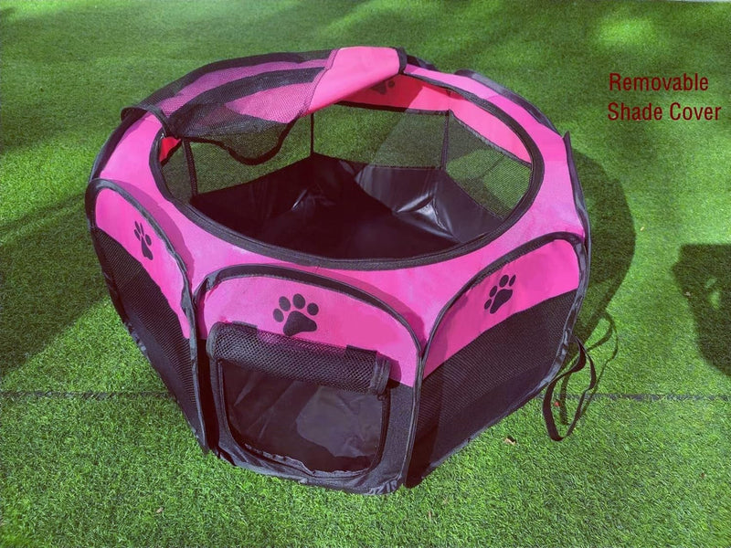 Portable Pet Playpen for Small Animals with Carrying Case and Waterproof Bottom - OutdoorIndoor Play Area for Cats Dogs Puppies Rabbits and Kittens S 287x287x16 - Rose Color