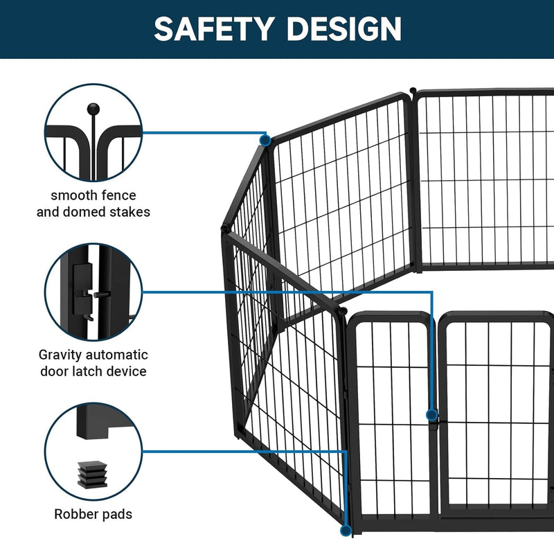 32 Heavy Duty Dog Playpen - IndoorOutdoor Use - 8 Panels - 32 Height - for Puppies and Small Dogs