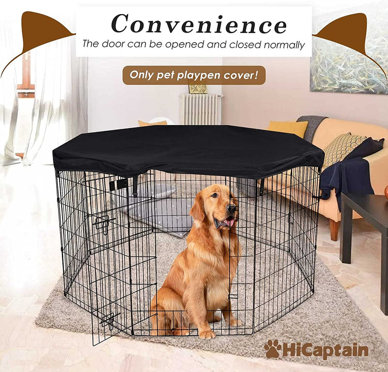 Escape-Proof Pet Playpen Top Cover - Sunshade and Protector for 24 8-Panel Dog Crate Black