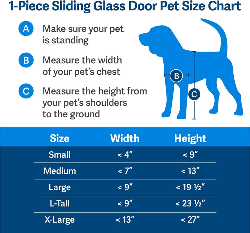 Petsafe Sliding Glass Pet Door - Adjustable Height Large White