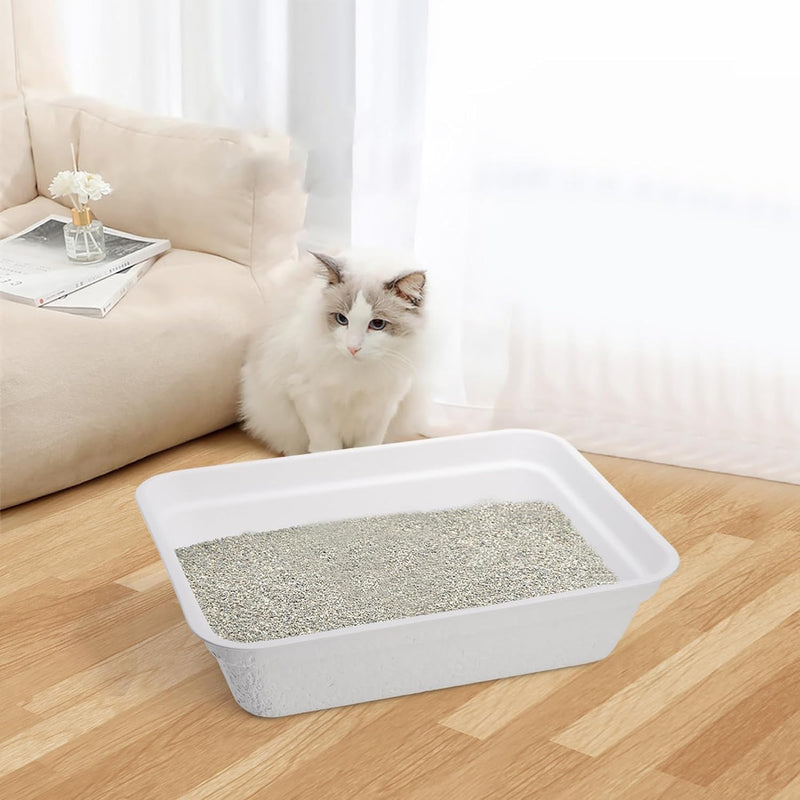 WUWEOT 8 Pack Disposable Cat Litter Boxes, White Cardboard Litter Liner Tray, 16.7" x 12.7" x 4.1" Portable Pet Litter Pan for Hamster, Guinea Pig, Mice, Bunny, Bunny, Small Animals