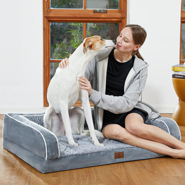 XL Washable Dog Bed with Removable Cover and Waterproof Bottom - Orthopedic Design for Large Breeds up to 100 Lbs