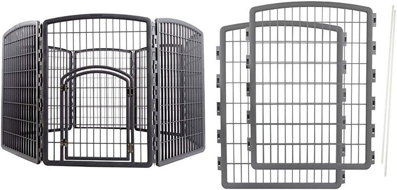 IRIS Exercise Playpen with Door - 82 Panels 34 Inch Gray