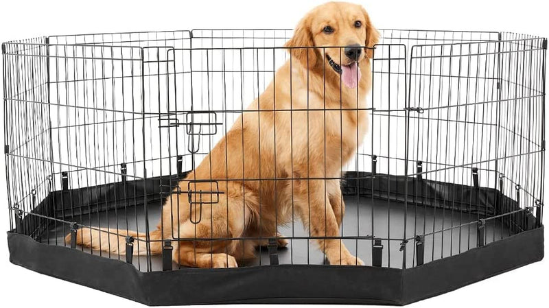 Octagon Dog Playpen Bottom Pad and Top Cover - 24 Inch Black