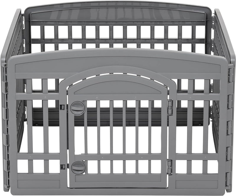 Amazon Basics Dog Playpen - 24 Pet Exercise Pen with Door - 4 Panel - Dark Gray