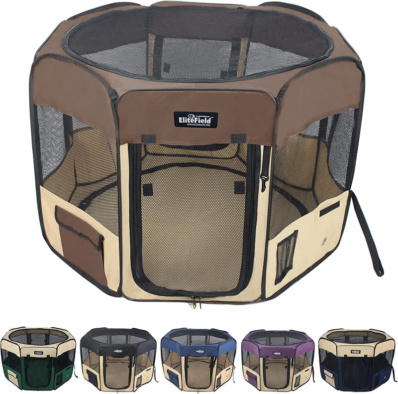 Elitefield Soft Pet Playpen - 2 Door - 2 Year Warranty - Multiple Sizes  Colors - 48x48x32