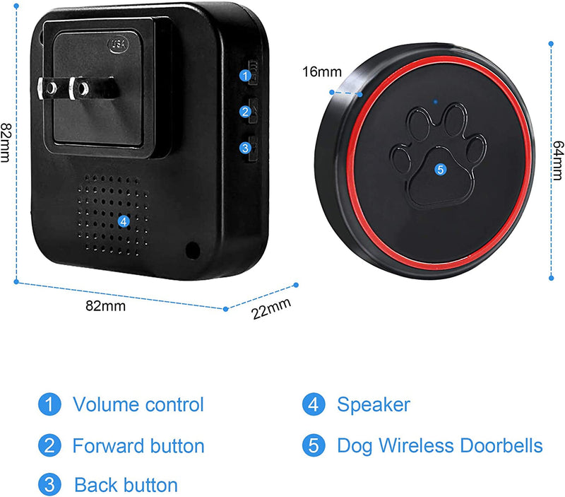 chars Wireless Dog Doorbells for Potty Training - 5 Buttons  3 Receivers