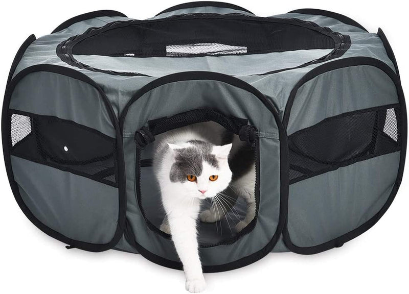 Amazon Basics Portable Dog Playpen Large 45x45x24 Inches Grey