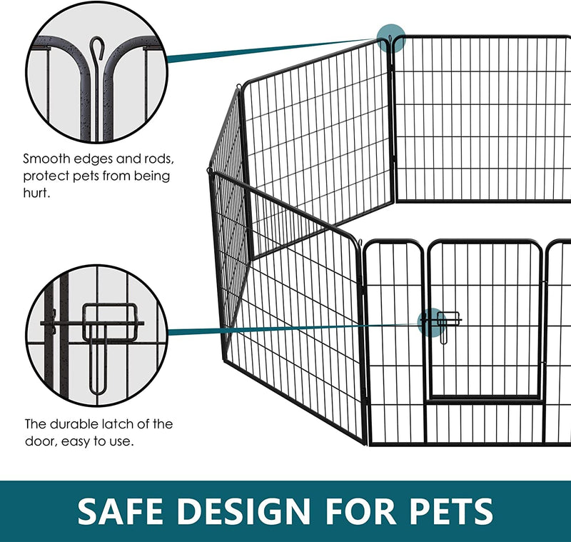 8-Panel Outdoor Dog Playpen with Portable Design - Suitable for LargeMediumSmall Dogs Puppies Rabbits and Small Animals - Perfect for RV Camping and Garden Yard