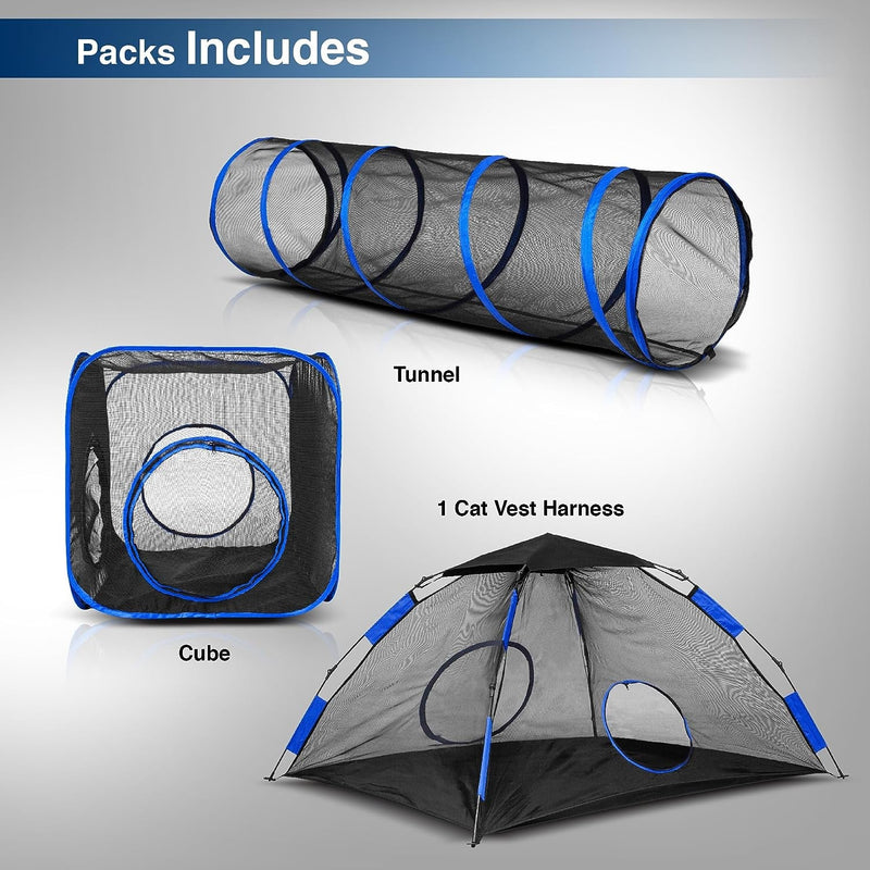 Outdoor Cat Tent with Tunnel - Portable Playpen Enclosure for Small Animals