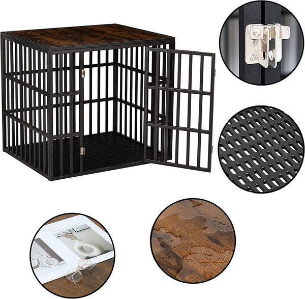 Heavy Duty Dog Crate for Medium Large Dog, Strong Metal Frame Dog Cage Dog Kennel for Indoor Outdoor, Dog Crate End Table with Lockable Door, 38''/Black