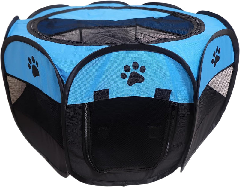 chars Portable Pet Playpen for DogsCatsRabbits - Foldable IndoorOutdoor Use - S287 X 287 X 16 Blue