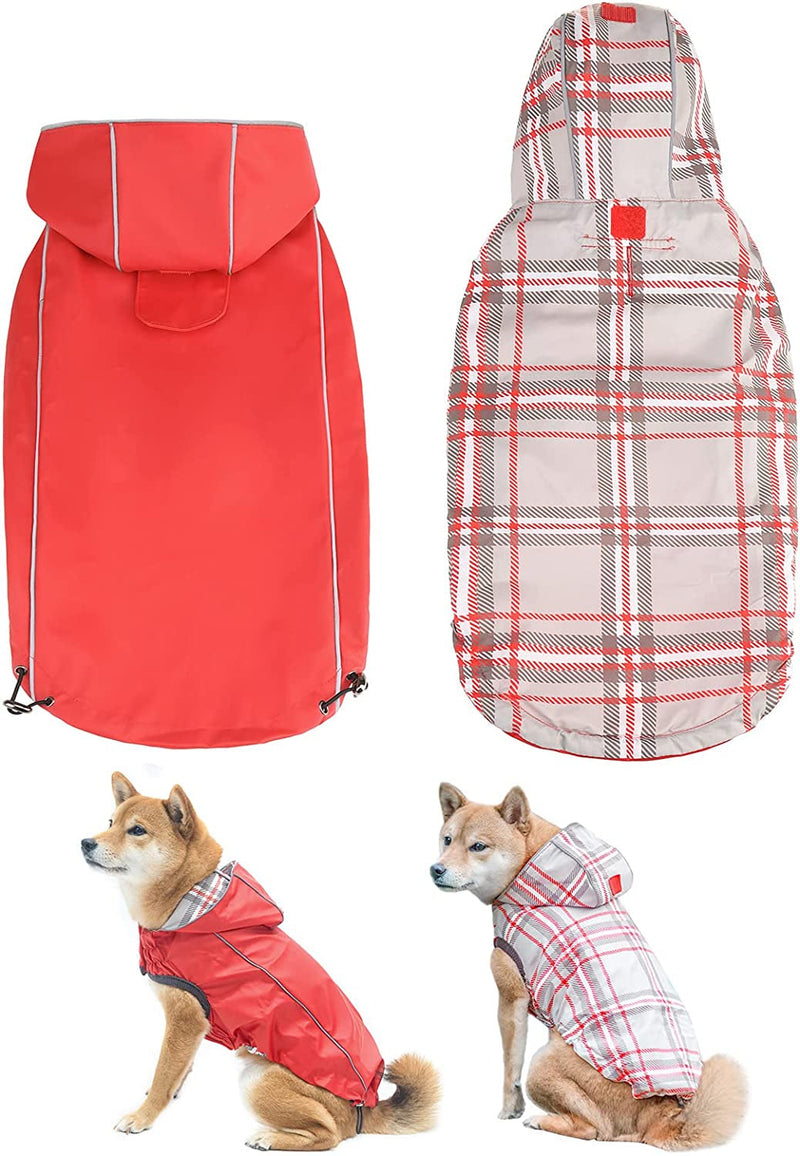 GiveReversible Hooded Raincoat for Dogs Reflective  Waterproof