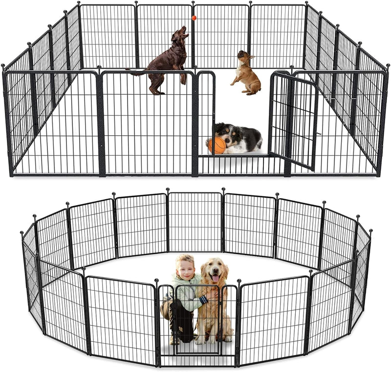 Heavy Duty Outdoor Dog Playpen with Gates - Metal Foldable 8 Panel Fence for LargeMediumSmall Pets - Portable and Ideal for RV Camping and Yard Use