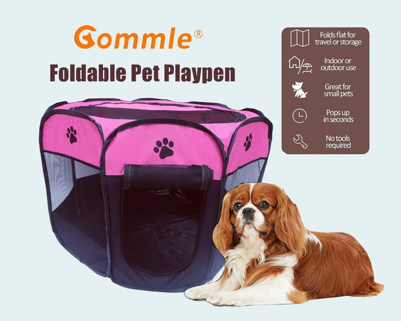 Portable Pet Playpen for Small Animals with Carrying Case and Waterproof Bottom - OutdoorIndoor Play Area for Cats Dogs Puppies Rabbits and Kittens S 287x287x16 - Rose Color