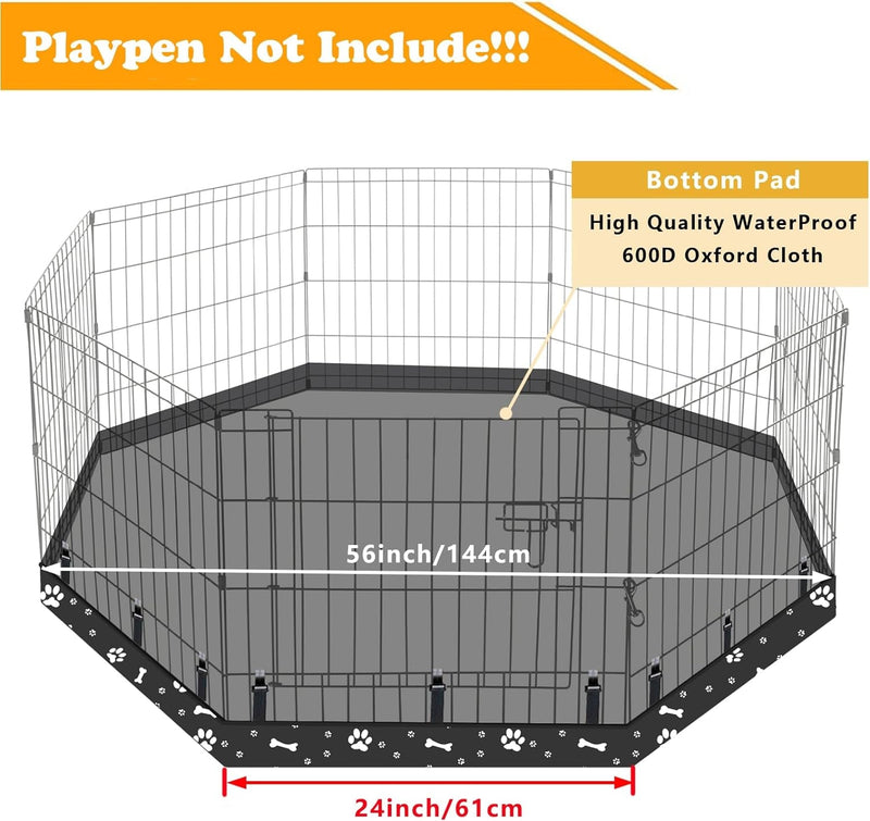 Dog Playpen Pad for 24 Octagon Metal Exercise Pet Playpen - Black