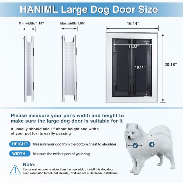 Heavy Duty Large Dog Door with Double Panels - Weatherproof and Energy Efficient