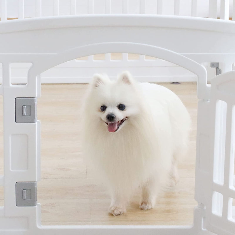 Pet Playpen for Dogs - IndoorOutdoor Heavy Duty Exercise Pen for Small Pets - Folding 6 Panel Fence White