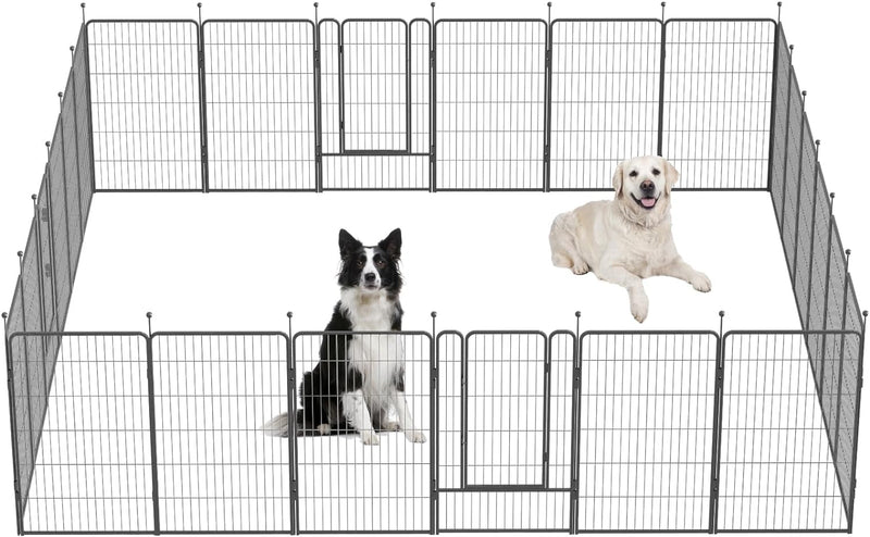 32-Inch Heavy Duty Dog Playpen - IndoorOutdoor 8 Panels - SilverGray