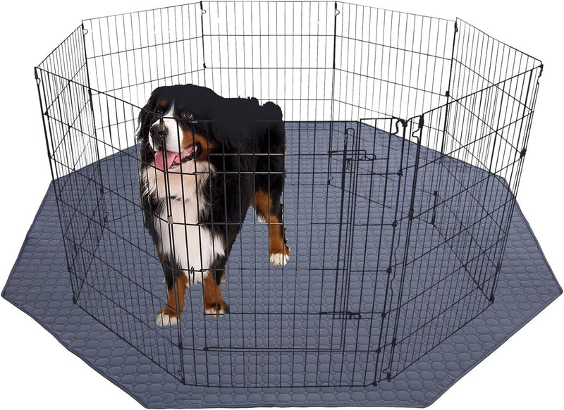 Large Waterproof Dog Playpen Pee Pad - 56X56 Octagon Design with Raised Sides - Super Absorbent and Washable