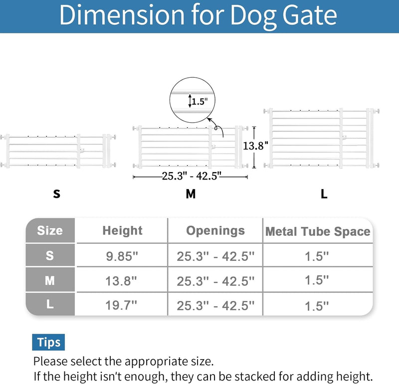 Metal Short Dog Gate - Expandable  Adjustable Pressure-Mounted Small-Dog Gate for Stairs  Doorways