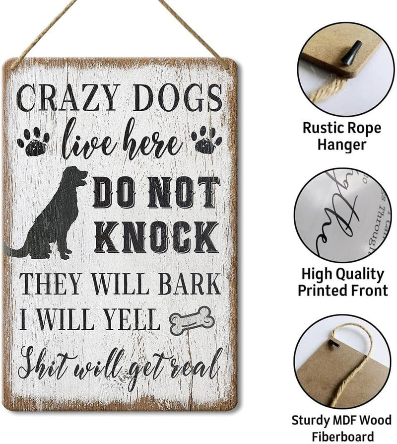 Do Not Disturb Signs for Home - Funny Dog Doorbell  Sleeping Signs 12x8 inches