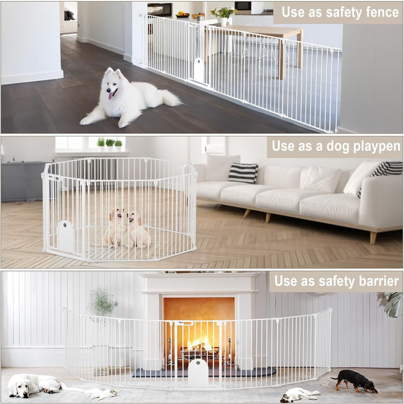 Ownpets Dog Playpen with Cat Door Foldable Heavy Duty Metal Fence - Includes Top Cover