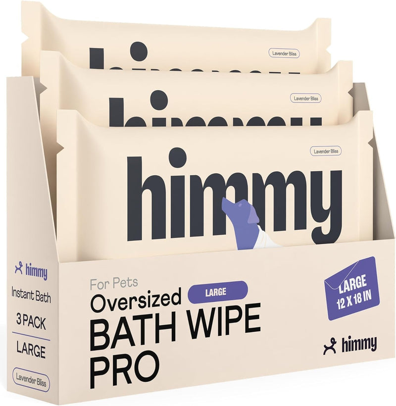 Himmy XL Pet Wipes for Dogs and Cats – 18” X 30” Bath Wipes for Cleaning, Deodorizing, Conditioning, Anti-Itch Grooming, Wet Dog Wipes for Paws, Butt, Ear, Eye, Face Whole Body Lavender