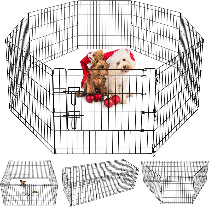 Foldable Pet Playpen with 8 Panels - 36 Inch Dog Exercise Fence for Medium Animals - IndoorOutdoor Kennel