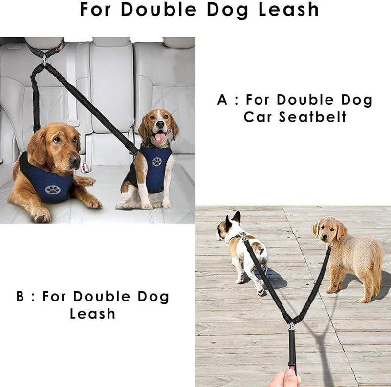 Yuehuam Pet Car Restraint Seatbelts for 2 Dogs - Adjustable  Safe