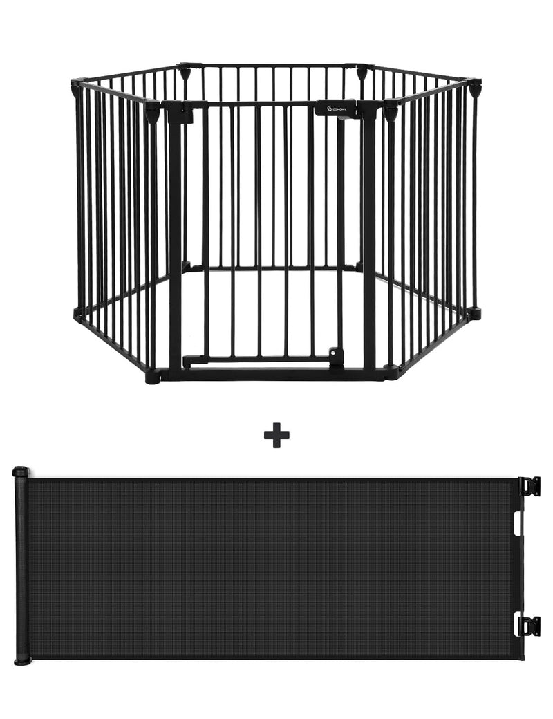 House Safety Bundle Extra Wide and Long BabyPet Gates 30 Tall Black