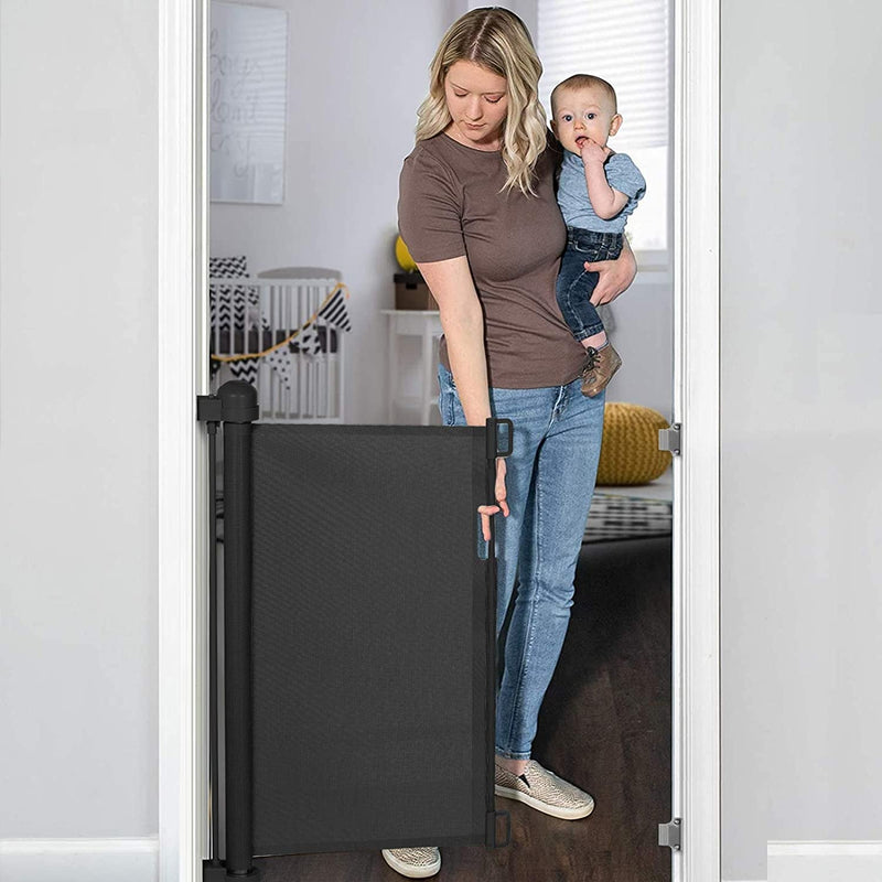 YOOFOR Extra Wide Retractable Baby Gate - 33x55 Mesh Safety Pet Gate for IndoorOutdoor Use