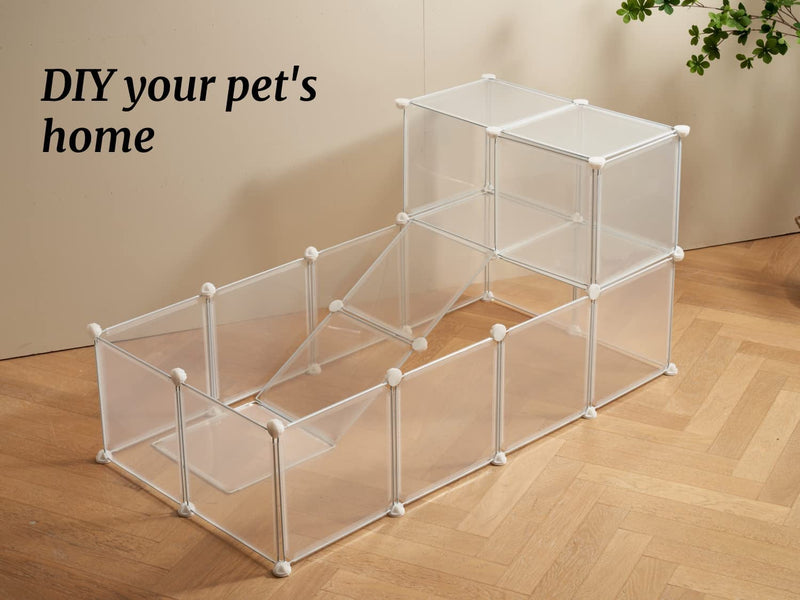 Transparent Animal Playpen - Small Pet Cage - for Guinea Pigs Dogs and Rabbits - 12 x 12 Panels