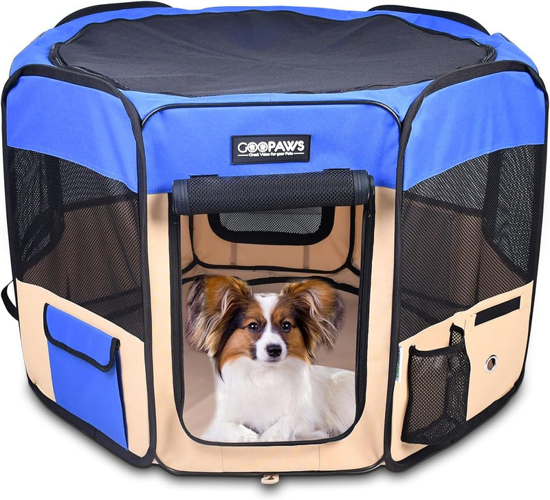 JESPET 36 Portable Dog Playpen - Soft Kennel for Pets with Carry Bag Shale Green