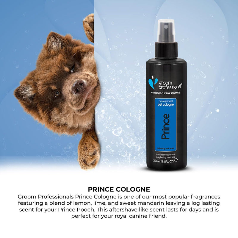 Groom Professional Prince Pet Cologne, Excellence in Animal Grooming, Dog Cologne with a Slight Hint of Musk, Contains Chamomile Extracts to Soothe the Skin, Made in UK, 200Ml