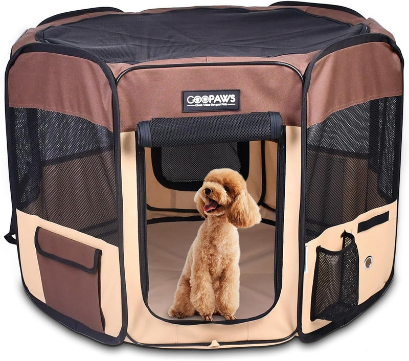 JESPET 36 Portable Dog Playpen - Soft Kennel for Pets with Carry Bag Shale Green