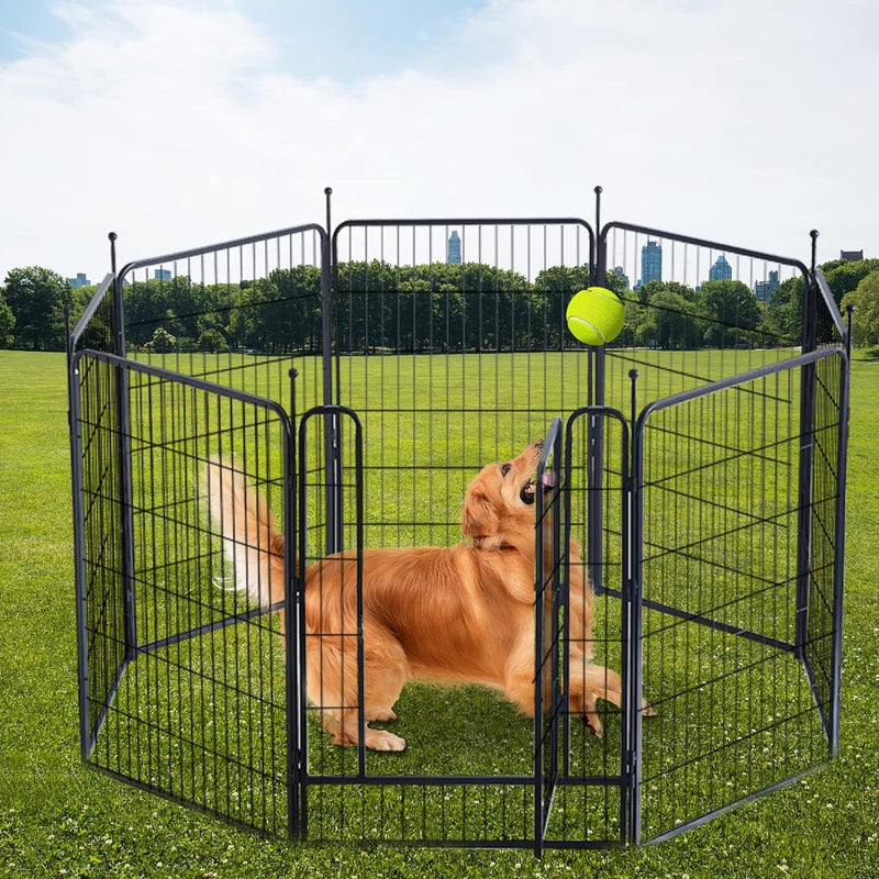 Portable Dog Playpen with Doors - IndoorOutdoor Fence for LargeMediumSmall Dogs 40 Inch 08 Panels