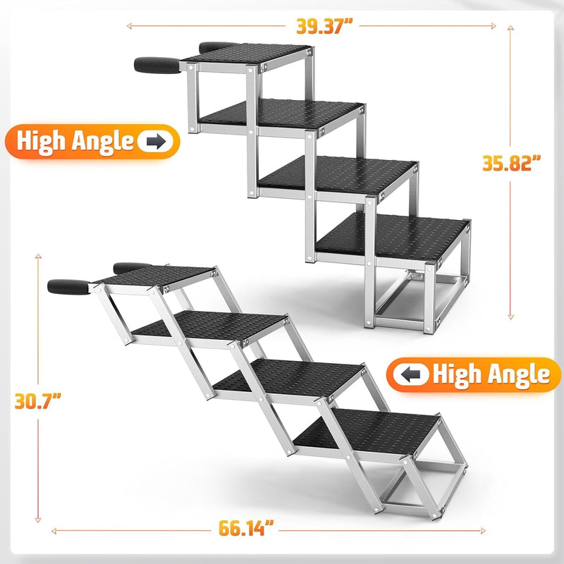 Gimars Dog Car Ramp for Large Dogs - Adjustable Height Sturdy and Lightweight Aluminum