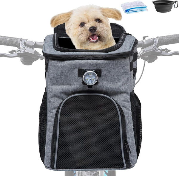 Himiway Foldable Dog Bike Basket for Safe and Easy Pet Transportation - Comfy and Padded Carrier with 2 Open Doors for Small to Medium Dogs and Cats